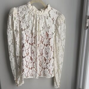 Wayf Floral Lace Blouse - Cream
